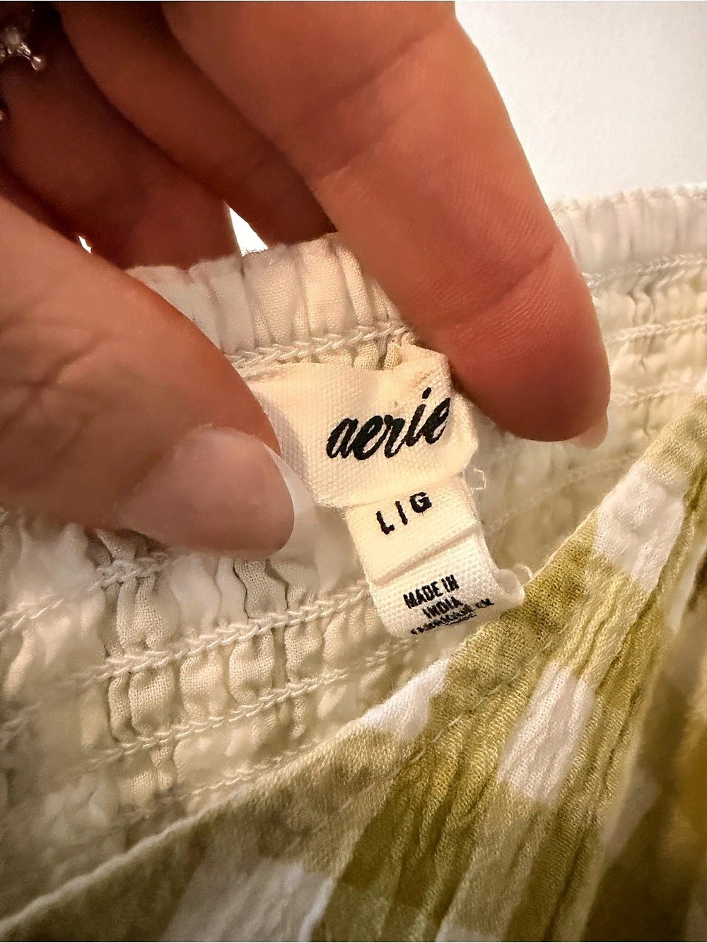 Aerie Gingham Smocked Back Crop Top Yellow & White Size Large - Picture 3 of 3